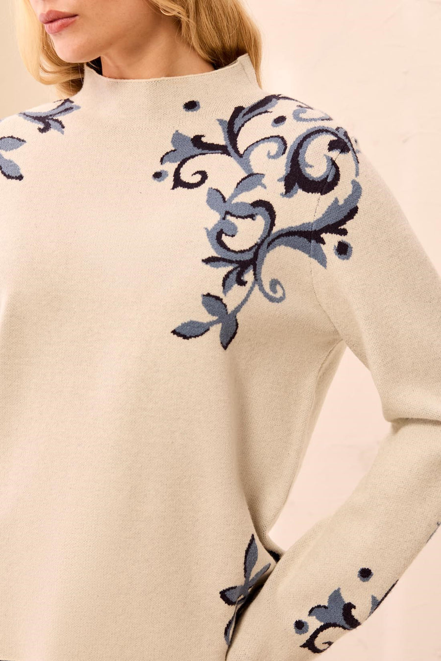 MOONSTONE DOUBLE KNIT FUNNEL NECK SWEATER