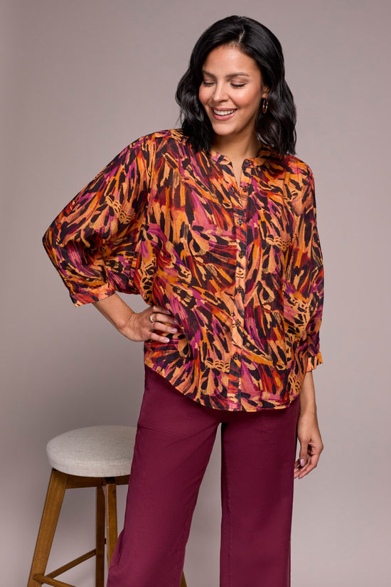 ROSEBERRY PRINT DOLEMAN SLEEVE BLOUSE
