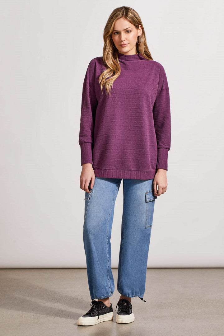 HEATHER DARK PLUM FUNNEL NECK TUNIC