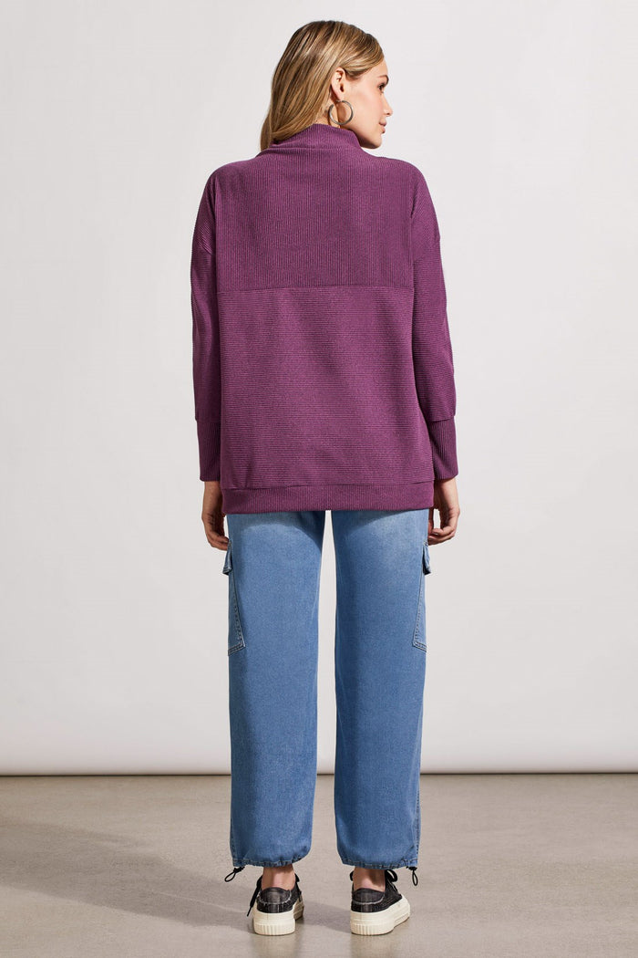 HEATHER DARK PLUM FUNNEL NECK TUNIC