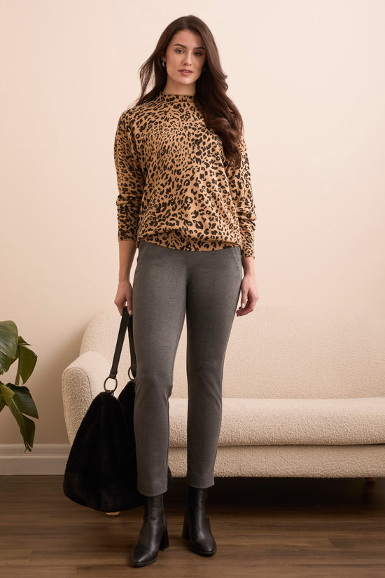 LATTE ANIMAL PRINT FUNNEL NECK SWEATER

