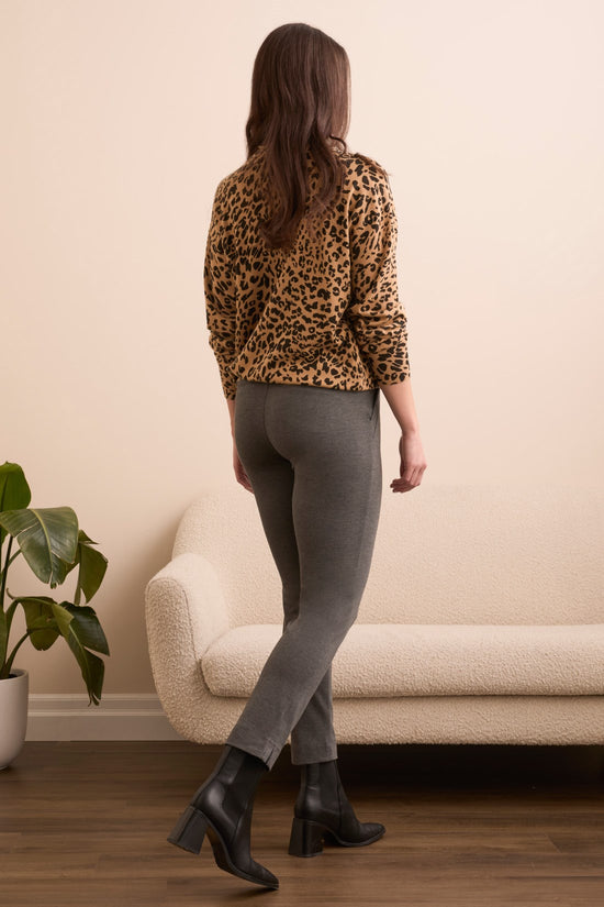 LATTE ANIMAL PRINT FUNNEL NECK SWEATER