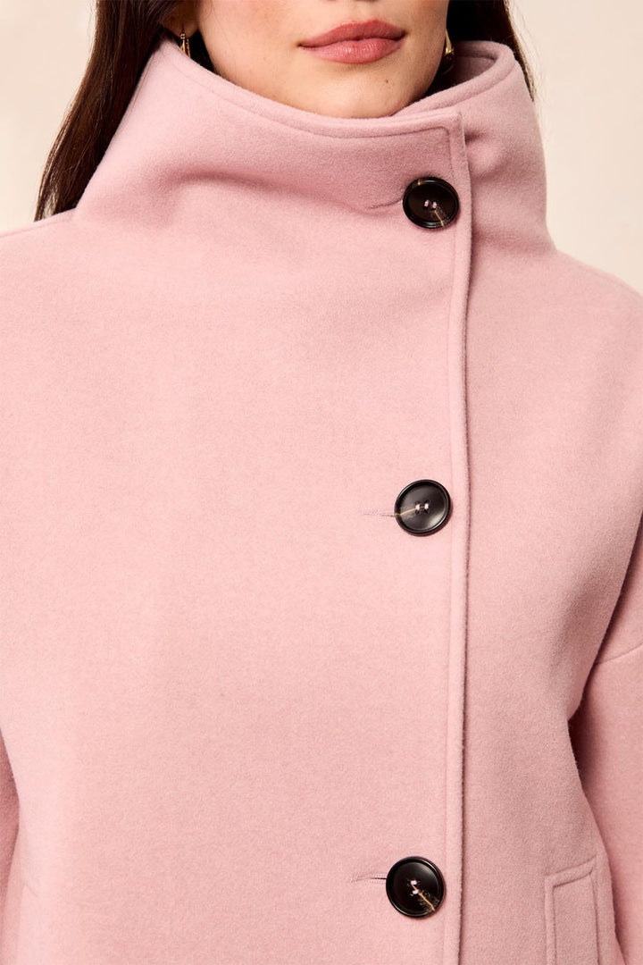 PINK FROST LOFTY CHIC FUNNEL NECK BUTTON FRONT JACKET
