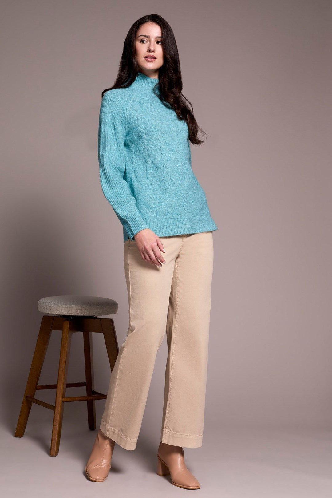 MISTBLUE MOCK NECK SWEATER