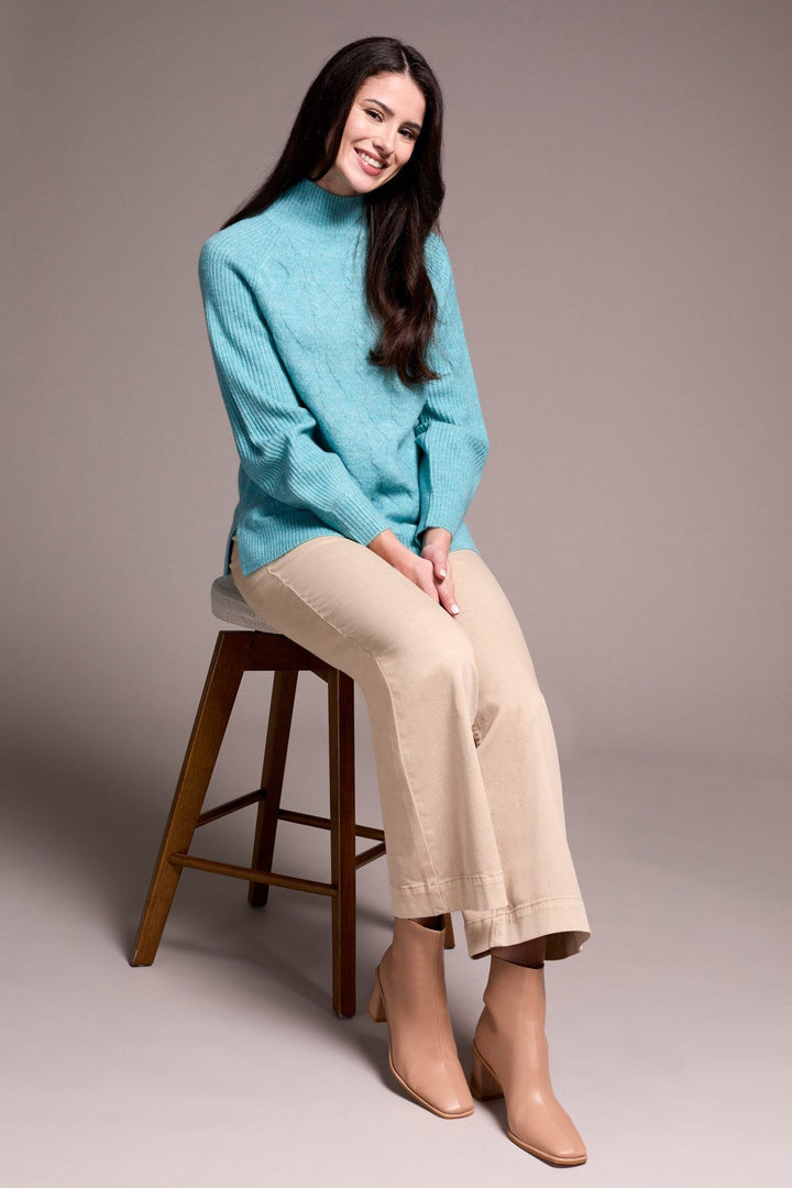 MISTBLUE MOCK NECK SWEATER