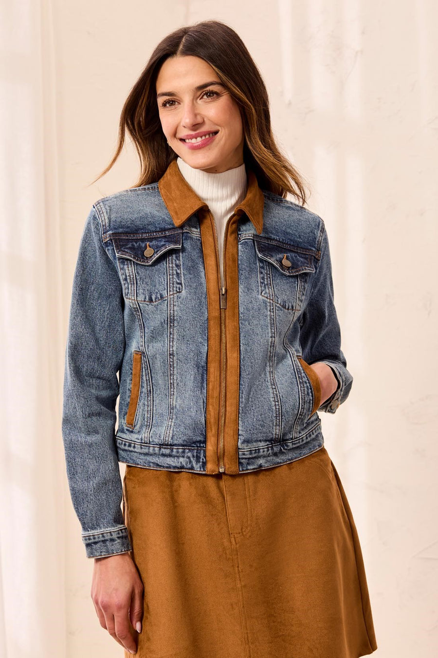 MOONLIGHT DENIM JACKET WITH SUEDE TRIM
