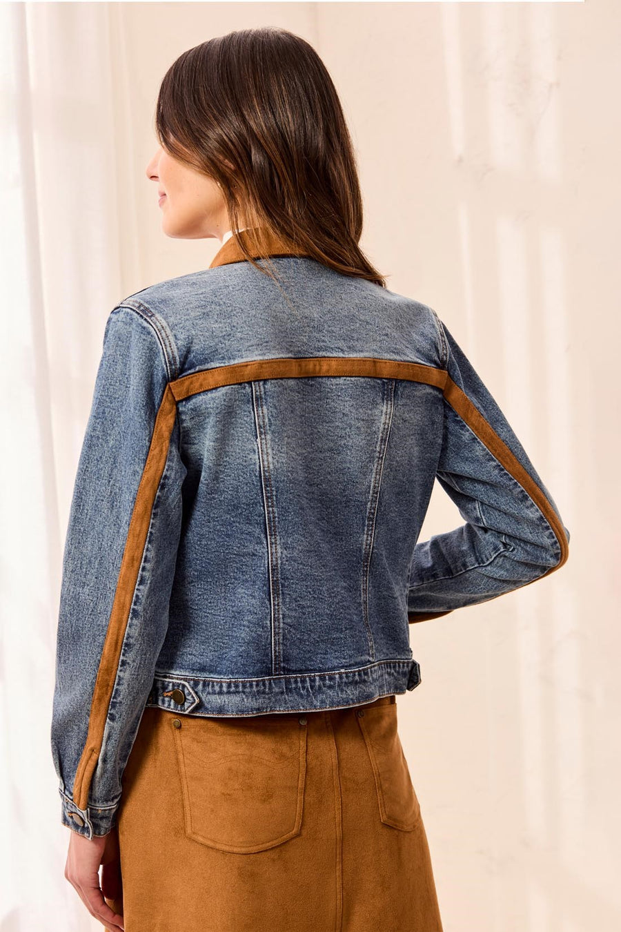 MOONLIGHT DENIM JACKET WITH SUEDE TRIM
