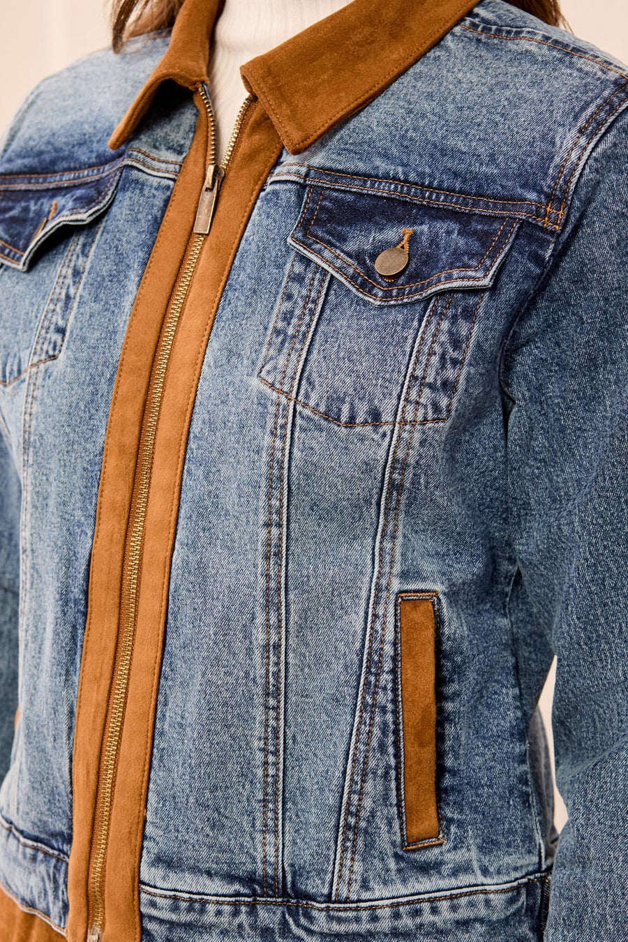 MOONLIGHT DENIM JACKET WITH SUEDE TRIM