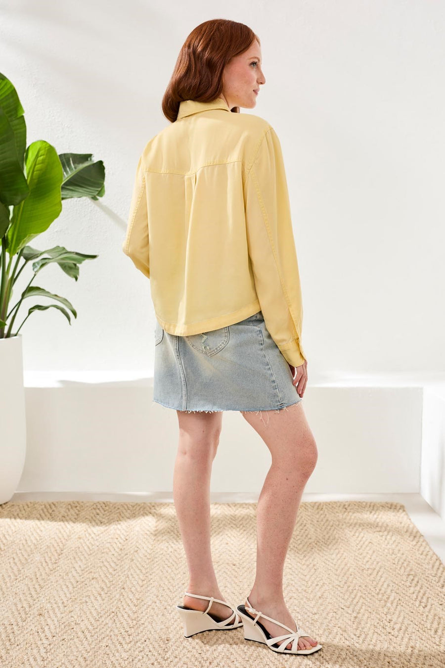 LEMONGRASS TENCEL TWILL BUTTON FRONT SHIRT JACKET