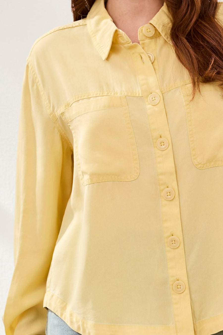 LEMONGRASS TENCEL TWILL BUTTON FRONT SHIRT JACKET
