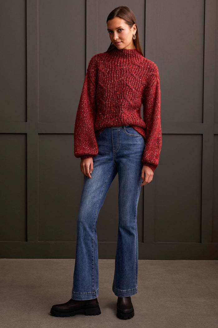 SCARLET MARLED COMFY FIT FUNNEL NECK SWEATER
