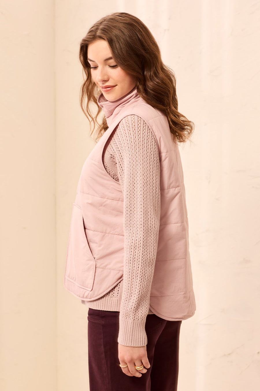 VIOLETICE PINK PACKABLE PUFFER VEST
