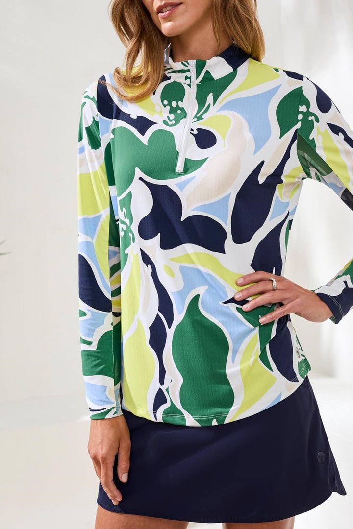 FLORALLIME PRINT UPF50+ QUARTER ZIP TOP