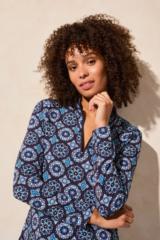 RIVIERA BLUE PRINT PERFORMANCE 1/4 ZIP TOP
