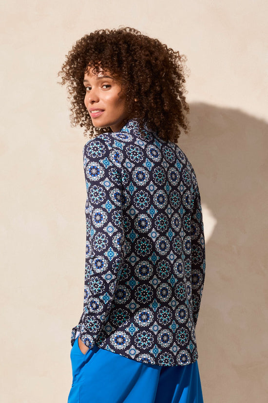RIVIERA BLUE PRINT PERFORMANCE 1/4 ZIP TOP
