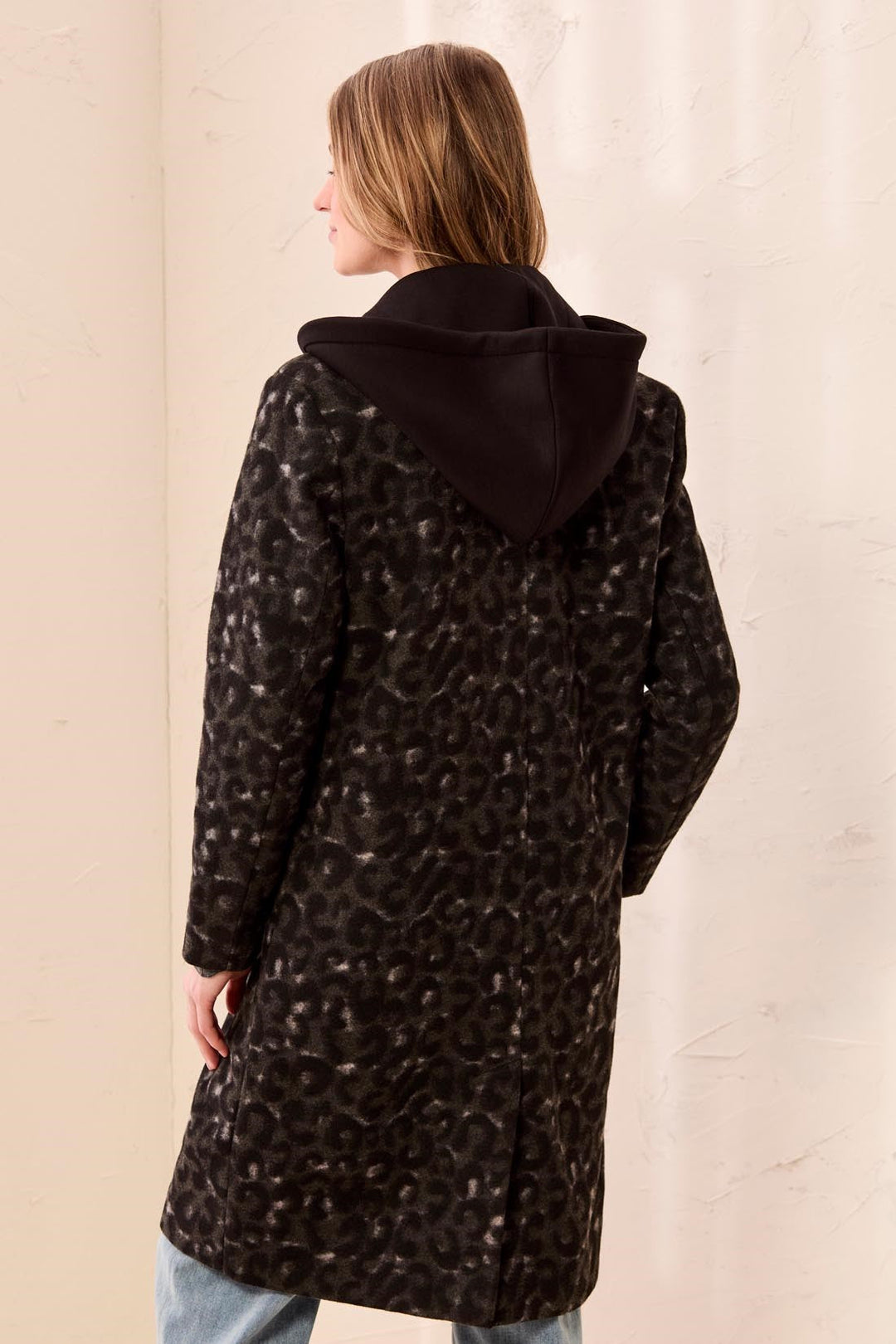 STEEL ANIMAL PRINT CAR COAT