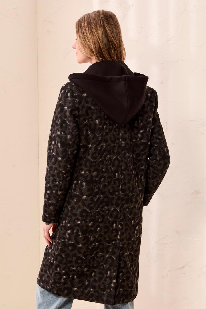 STEEL ANIMAL PRINT CAR COAT