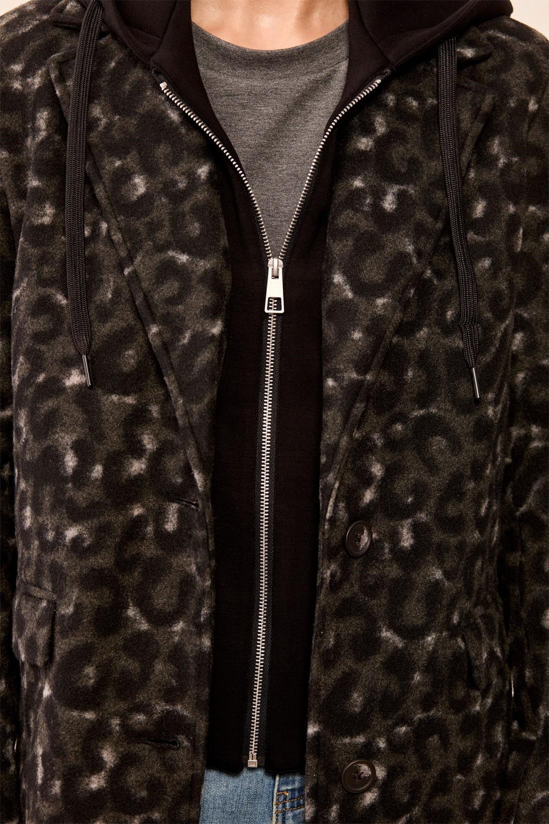 STEEL ANIMAL PRINT CAR COAT