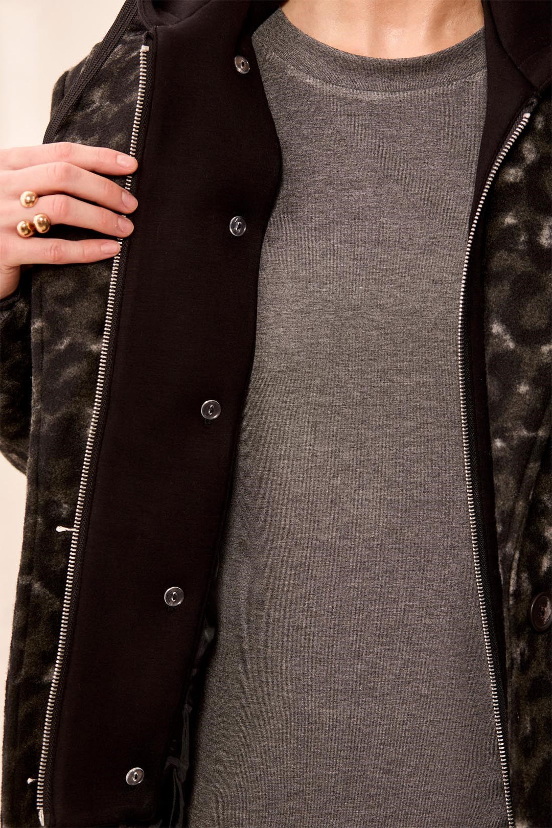 STEEL ANIMAL PRINT CAR COAT