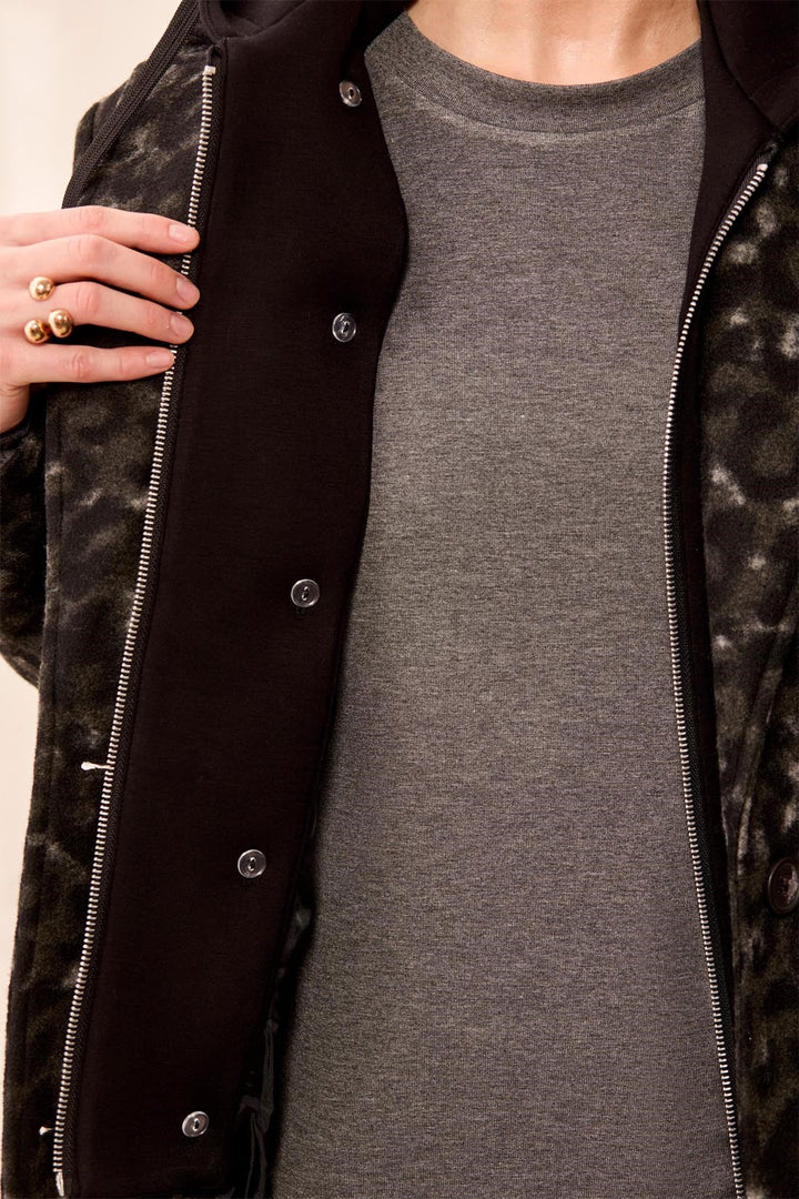 STEEL ANIMAL PRINT CAR COAT