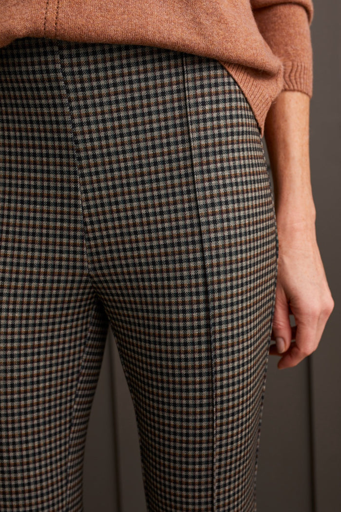 PONTE MINI CHECK PULL ON FLARE ANKLE PANT