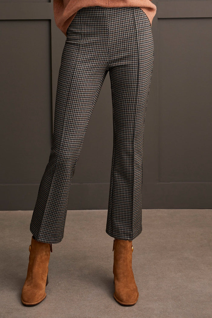 PONTE MINI CHECK PULL ON FLARE ANKLE PANT