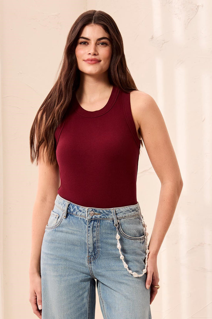 CHERRY LACQUER RACER BACK TANK