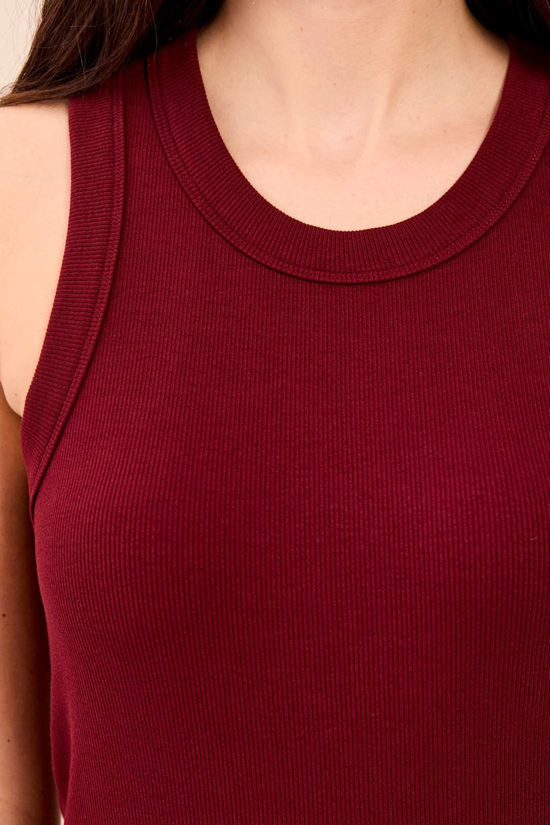 CHERRY LACQUER RACER BACK TANK