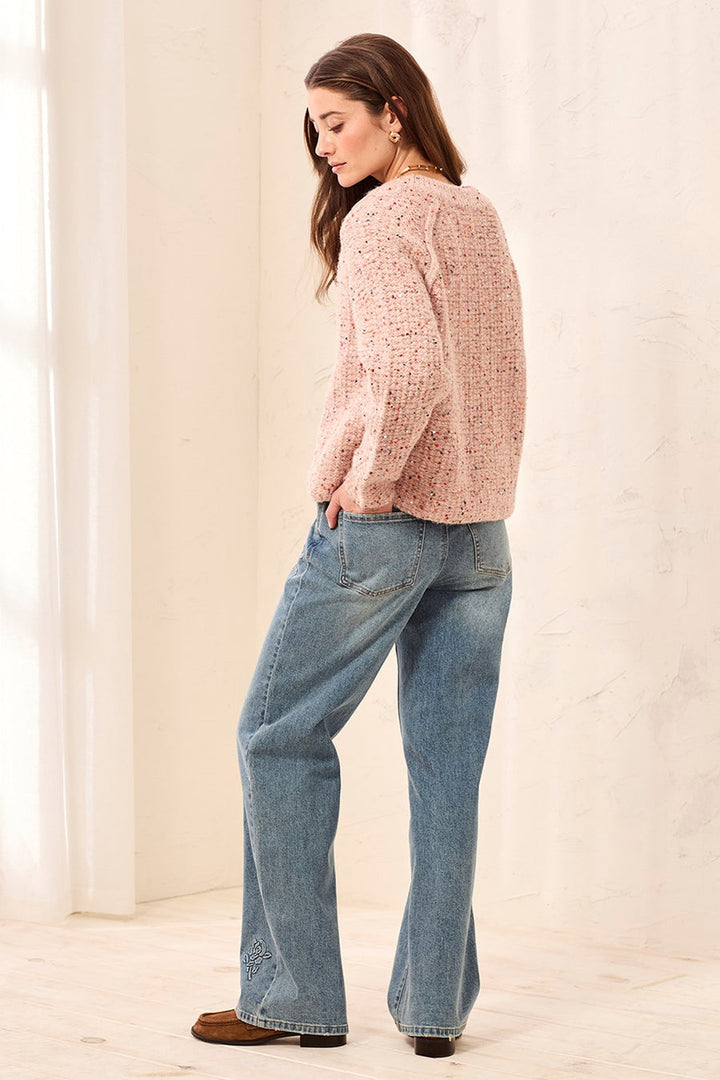 MACARON PINK TWEED SEQUIN SWEATER CARDIGAN