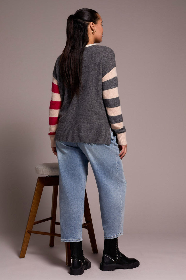 BETHANY BLACK COLORBLOCK STRIPE SWEATER