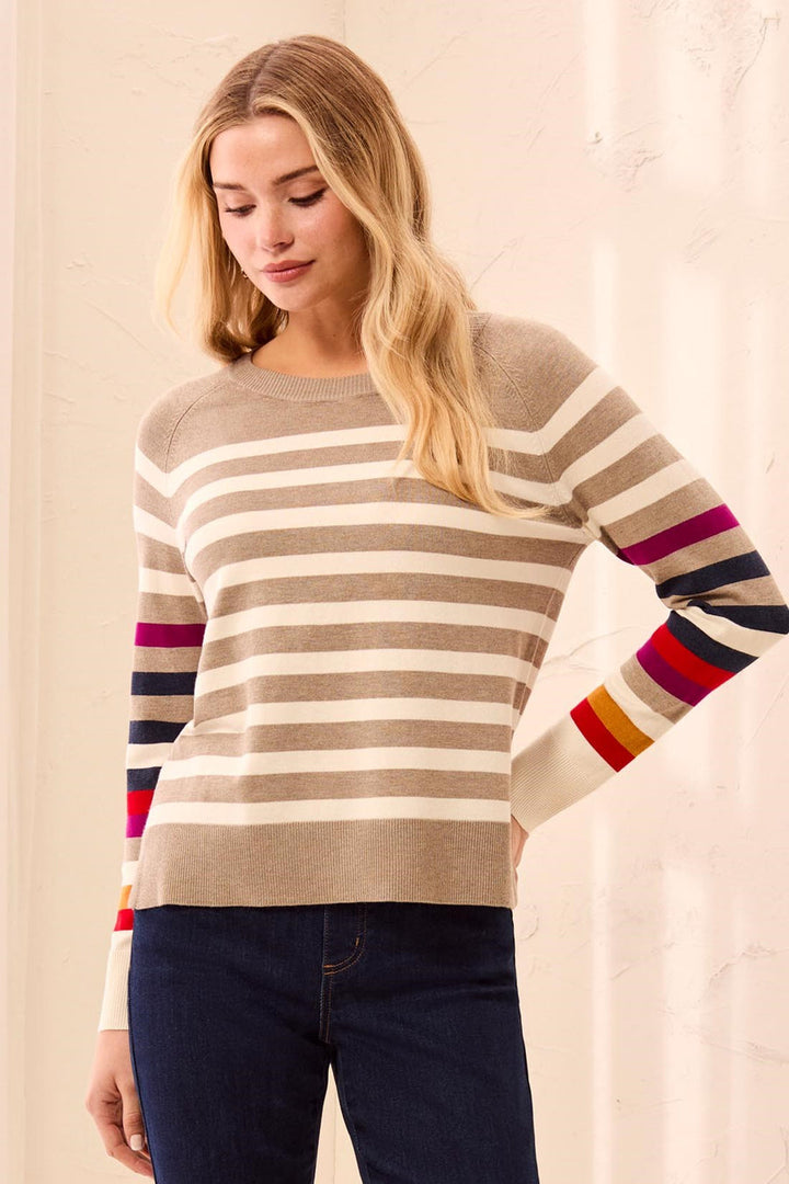 FOSSIL SOFT STRIPE CREW NECK SWEATER