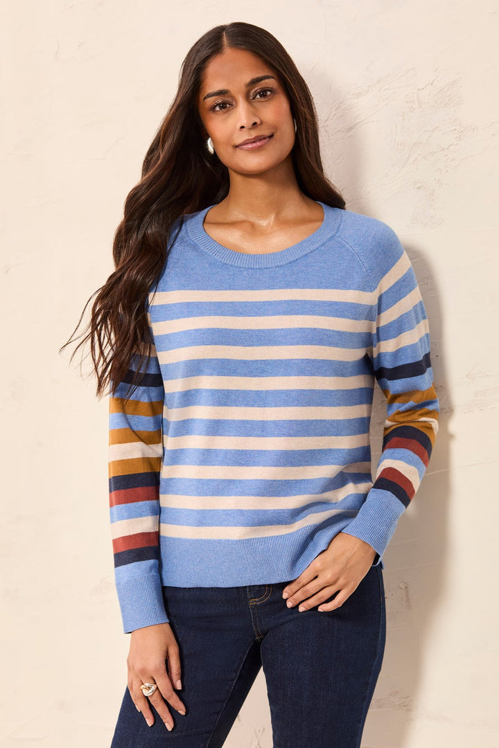 STELLAR BLUE STRIPE SOFT KNIT SWEATER