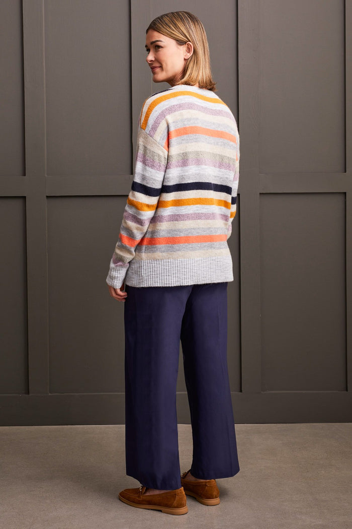 ORCHID FUN STRIPE CREW SWEATER