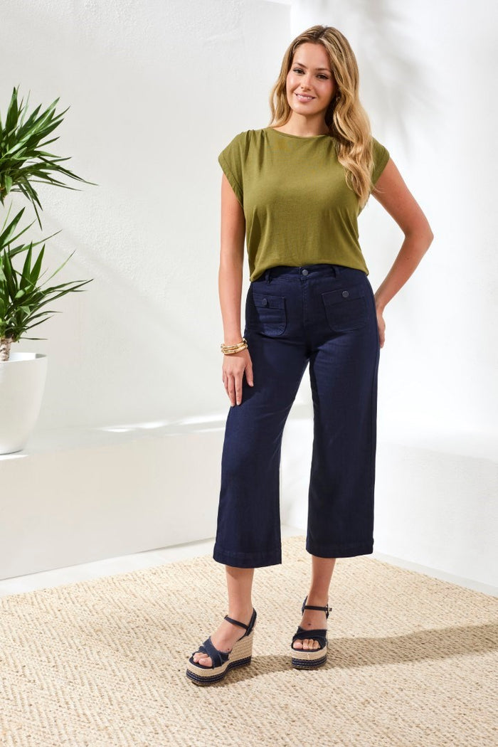 NAUTICAL SOPHIA CROP DENIM PALAZZO