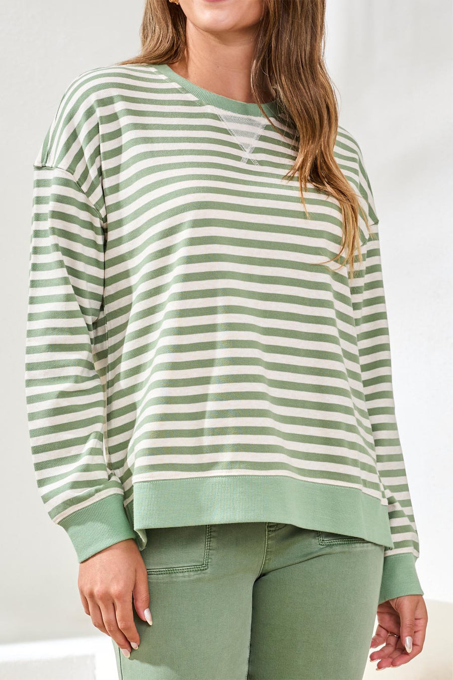 MOSS COMBO STRIPE KNIT TOP