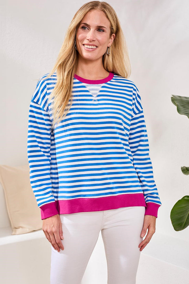 TURKISHSEA COMBO STRIPE FRENCH TERRY KNIT TOP