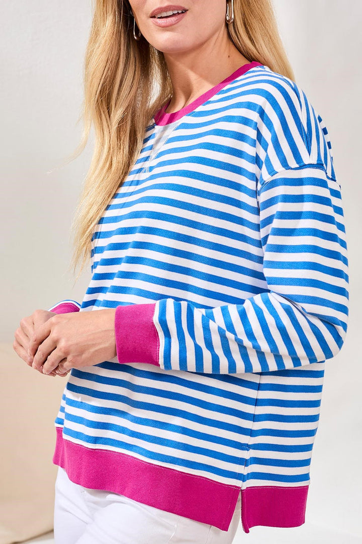 TURKISHSEA COMBO STRIPE FRENCH TERRY KNIT TOP