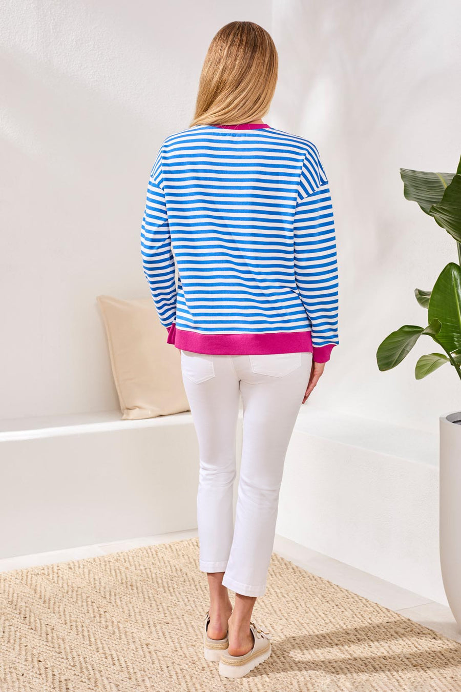 TURKISHSEA COMBO STRIPE FRENCH TERRY KNIT TOP