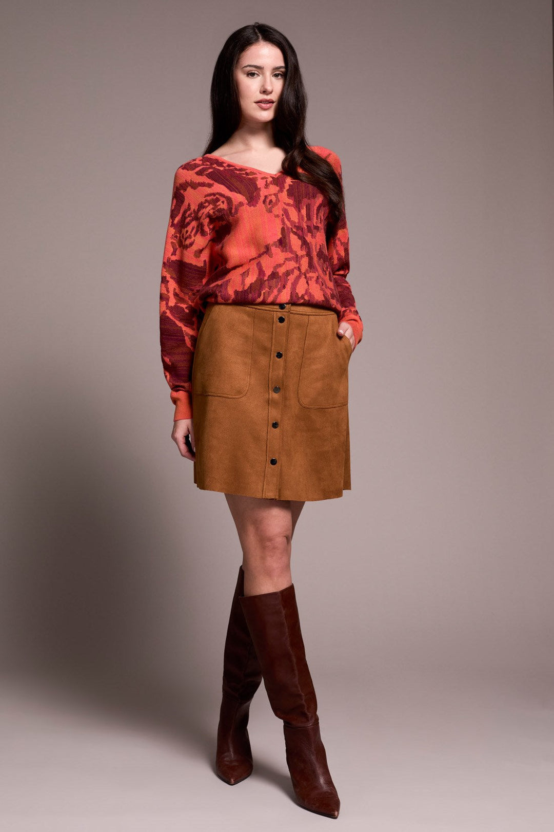 BISCOTTI SUEDE SNAP A-LINE SKIRT