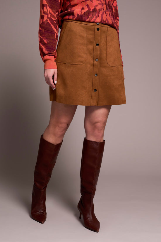 BISCOTTI SUEDE SNAP A-LINE SKIRT

