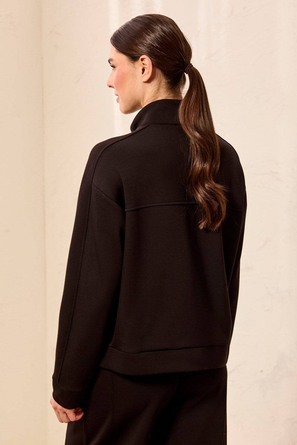 BLACK TECHNO LUCK MOCK NECK JACKET
