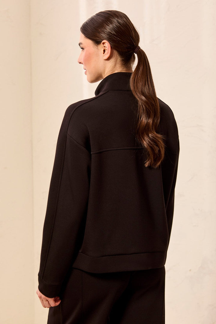 BLACK TECHNO LUCK MOCK NECK JACKET