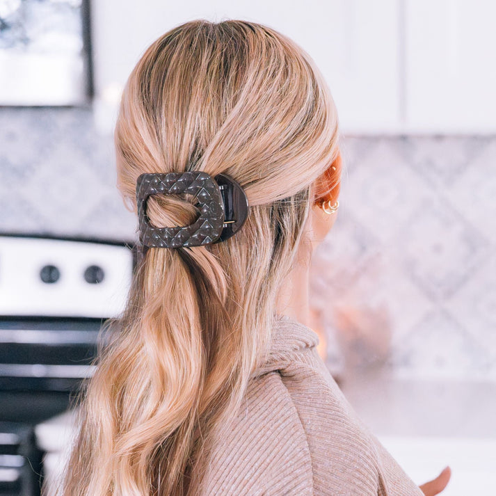 TRULY TAUPE MEDIUM QUILTED FLAT HAIR CLIP