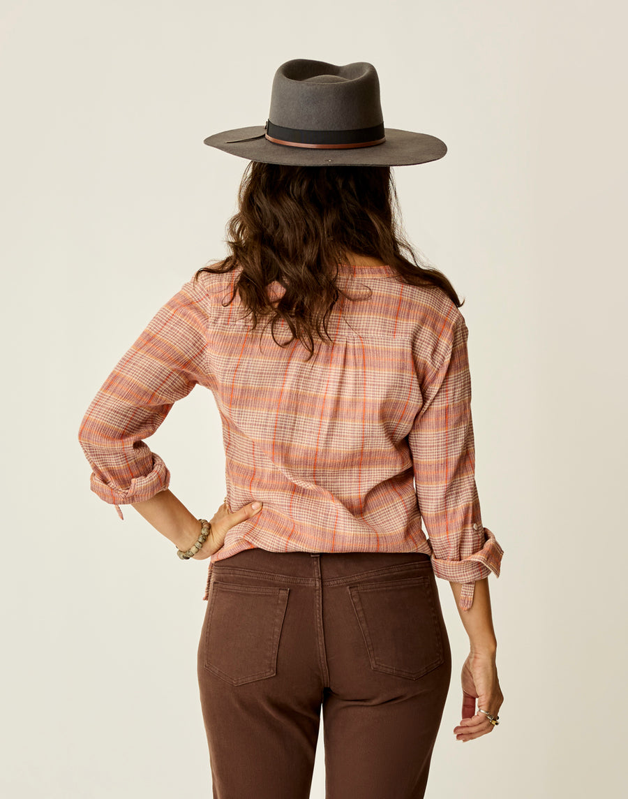 DYLAN ROSEWOOD PLAID GAUZE SHIRT