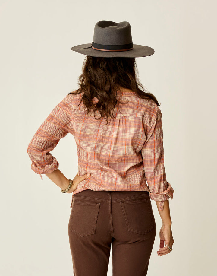 DYLAN ROSEWOOD PLAID GAUZE SHIRT
