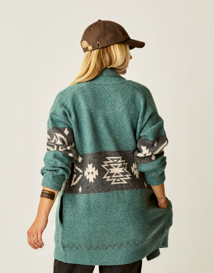 PRIYA BISTRO JACQUARD PATTERN TOPPER CARDIGAN

