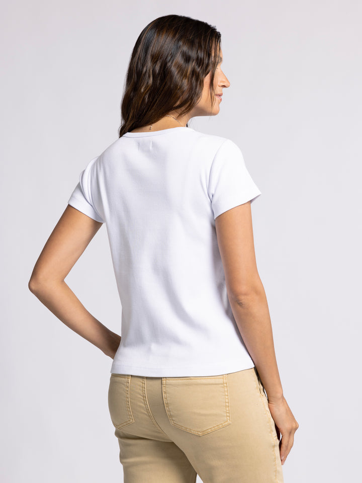 WHITE KNIT LEXI TEE