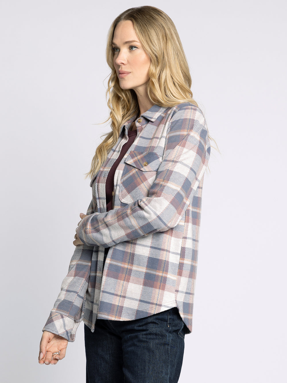 CASSIAN VINTAGE INDIGO KNIT PLAID SHIRT
