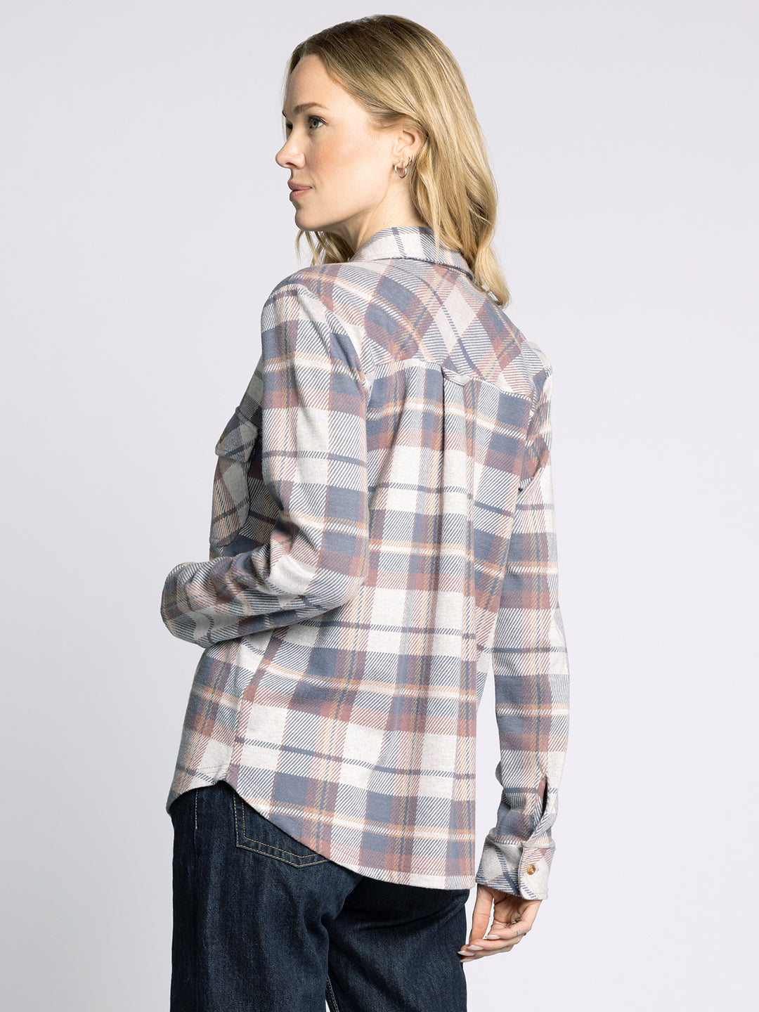 CASSIAN VINTAGE INDIGO KNIT PLAID SHIRT