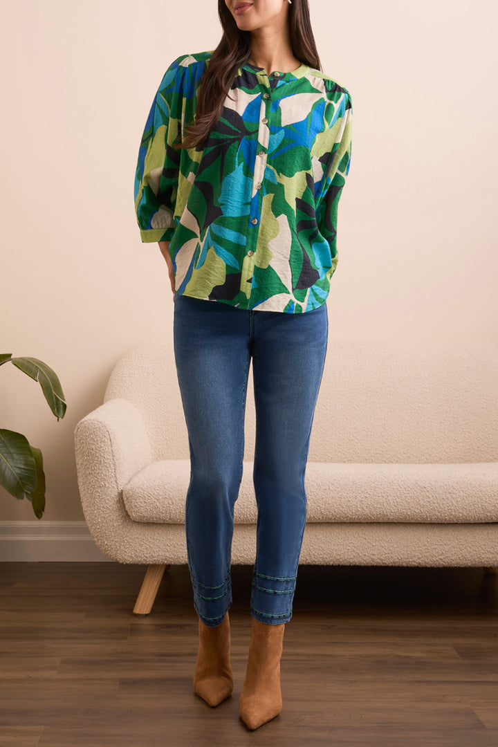 AUDREY STRAIGHT CROP WITH TAPE EMBROIDERY JEANS